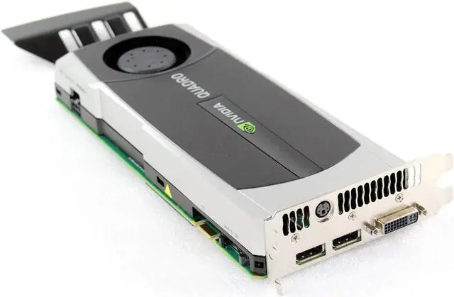Alt view image 2 of 7 - HP 616078-001 NVIDIA Quadro 6000 PCIe graphics card - With 6.0GB GDDR5 GPU memory, max resolution 2560x1600, max power consumption 204Watt, one Dual Link DVI-I and two DisplayPorts connections