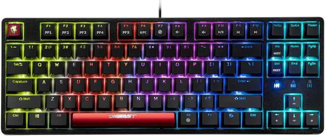 Alt view image 2 of 7 - DIGIFAST Mechanical RGB Tenkeyless Gaming Chronus Series Keyboard with Cherry MX Switches - Blue Axis