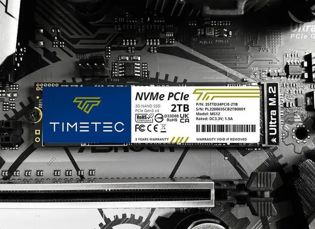 Alt view image 3 of 7 - Timetec 2TB SSD NVMe PCIe Gen3x4 8Gb/s M.2 2280 3D NAND 1800TBW High Performance Read/Write Speed Up to 3,400/3,000 MB/s Internal Solid State Drive for PC Laptop and Desktop