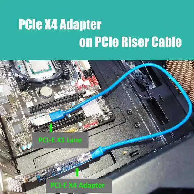 Alt view image 7 of 7 - GLOTRENDS UEX103 600mm PCIe 3.0 X1 to X4 Riser Cable (PCIe 3.0 X1 Bandwidth) for PCIe WiFi Card, M.2 PCIe Card, Firewire Card, USB PCIe Card, Sound Card, etc