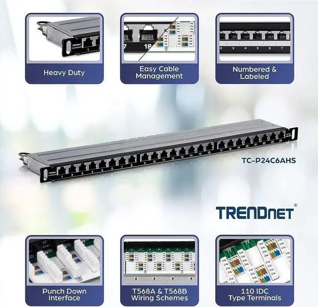 Alt view image 11 of 15 - TRENDnet TC-P24C6AHS 24-Port Cat6A Shielded Half-U Patch Panel