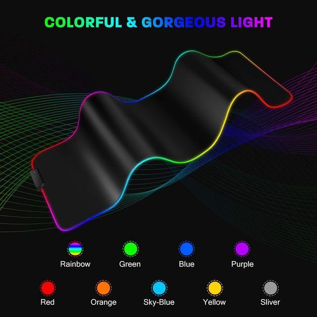 YXLILI Mouse Pad Gaming Large Mouse Pads for Keyboard and Mouse Extended  RGB Mouse Mat, 12 Lighting Modes, Waterproof, Non-Slip Rubber Base XXL