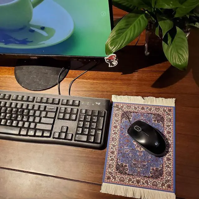 Alt view image 4 of 5 - Rug Mouse Pad 2 Pack Woven Rug Bohemian Style Carpet Mouse Pad for Table Décor