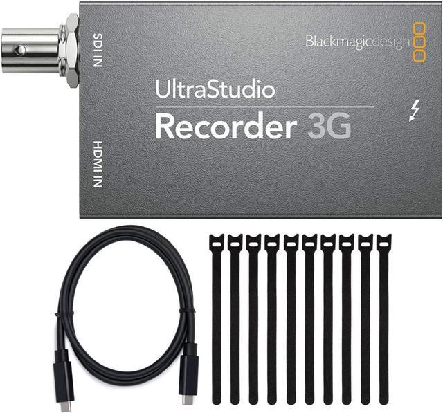 Main image of Blackmagic Design UltraStudio Recorder 3G Capture Device Bundle with Thunderbolt 3 (40 Gbps) USB-C Cable (100W, 0.5m) and 6-Inch Fastening Cable Ties (10-Pack) (3 Items)