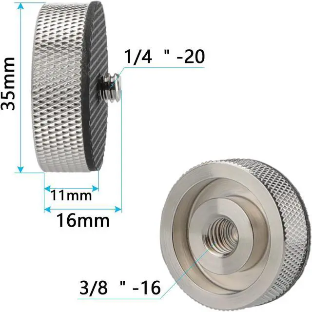 Alt view image 2 of 5 - CAMVATE 3/8"-16 Female to 1/4"-20 Male Adapter for Tripod and Camera