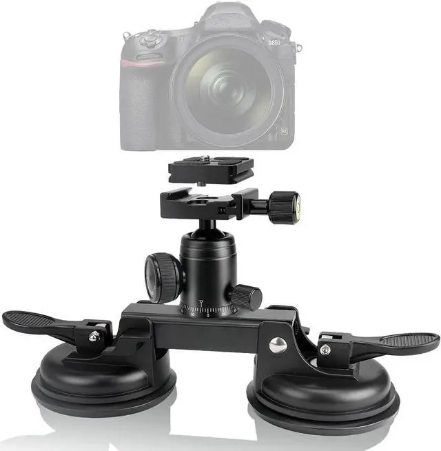 Main image of Heavy Duty (20 lbs Load) DSLR Mirorrless Camera Suction Cup Car Mount Camcorder Vehicle Holder w/ 360°Panorama Ball Head + Quick Release Plate Compatible with Nikon Canon Sony RED BM