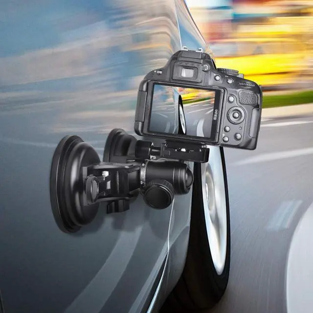 Alt view image 7 of 7 - Heavy Duty (20 lbs Load) DSLR Mirorrless Camera Suction Cup Car Mount Camcorder Vehicle Holder w/ 360°Panorama Ball Head + Quick Release Plate Compatible with Nikon Canon Sony RED BM
