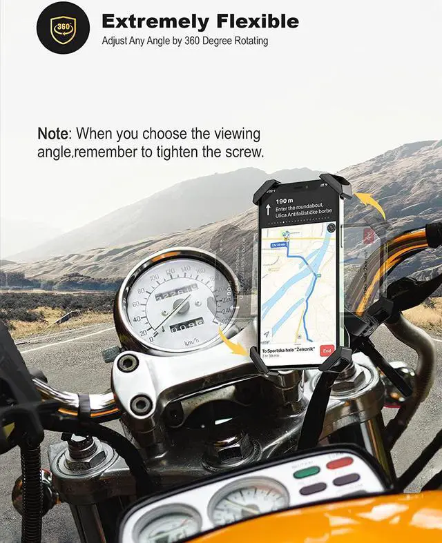 Alt view image 6 of 7 - Bike Phone Mount Metal Motorcycle Handlebar Phone Holder Scooter Phone Clamp for 4.0-7.0 Inch Smartphone with 360° Rotation