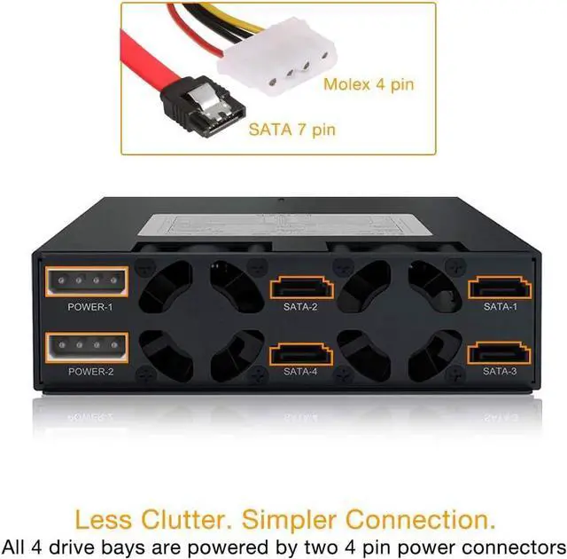 Alt view image 6 of 7 - Rugged 4 x 2.5 SAS/SATA HDD/SSD Mobile Rack Enclosure for 5.25" Bay | ToughArmor MB994SP-4S