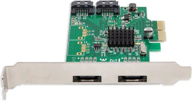 Alt view image 3 of 7 - IO CREST SI-PEX40058 2 Port SATA III 2 Port eSATA III PCIe 2.0 x2 HyperDuo Controller Card Green