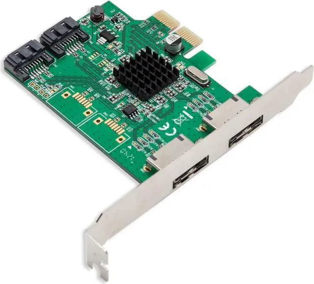 Alt view image 2 of 7 - IO CREST SI-PEX40058 2 Port SATA III 2 Port eSATA III PCIe 2.0 x2 HyperDuo Controller Card Green