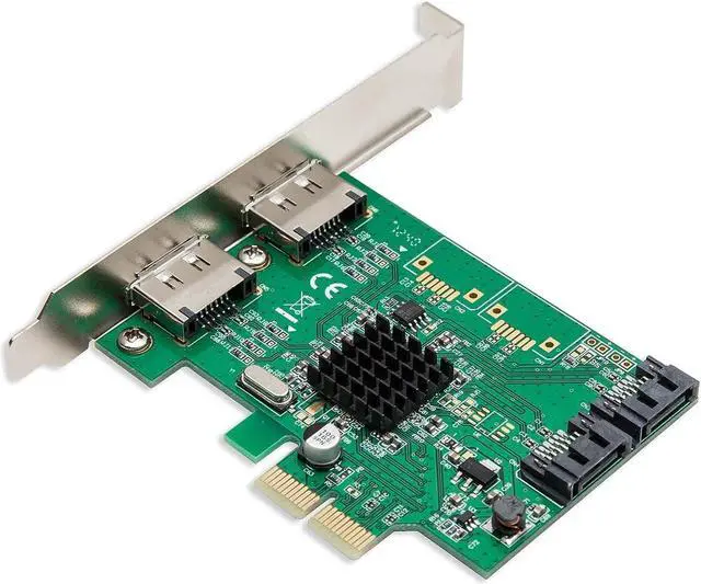 Alt view image 5 of 7 - IO CREST SI-PEX40058 2 Port SATA III 2 Port eSATA III PCIe 2.0 x2 HyperDuo Controller Card Green