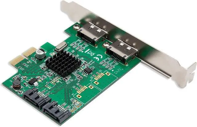 Alt view image 4 of 7 - IO CREST SI-PEX40058 2 Port SATA III 2 Port eSATA III PCIe 2.0 x2 HyperDuo Controller Card Green