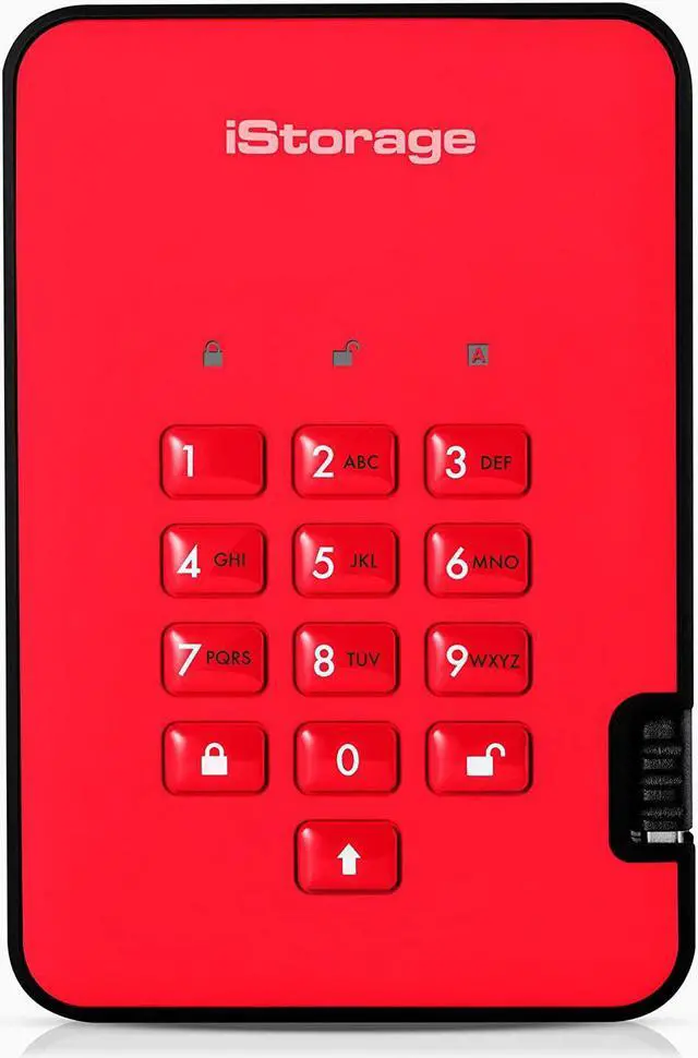 Alt view image 7 of 13 - iStorage diskAshur2 HDD 5TB Red -  Secure portable hard drive - Password protected, dust and water resistant, portable, military grade hardware encryption USB 3.1 IS-DA2-256-5000-R