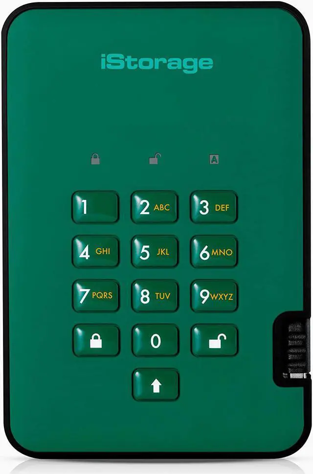Alt view image 7 of 11 - iStorage diskAshur2 HDD 500GB Green - Secure portable hard drive - Password protected, dust and water resistant, portable, military grade hardware encryption USB 3.1 IS-DA2-256-500-GN