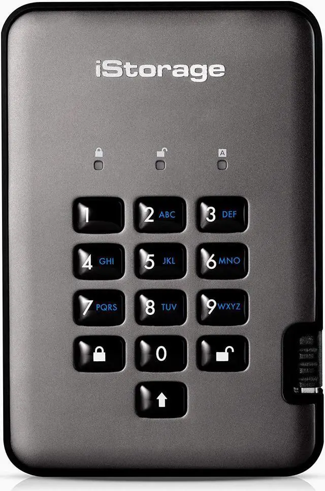 Alt view image 5 of 10 - iStorage diskAshur PRO2 SSD 4TB Secure portable solid state drive FIPS Level 2 certified - password protected, dust and water resistant, military grade hardware encryption IS-DAP2-256-SSD-4000-C-G