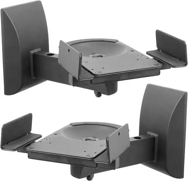 Main image of Mount-It! Bookshelf Speaker Wall Mount, Pair of Universal Side Clamping Speaker Shelf Wall Mounting Brackets for Large or Small Speakers, 2 Full Motion Mounts, 55 Lbs Capacity, Black (MI-SB37)