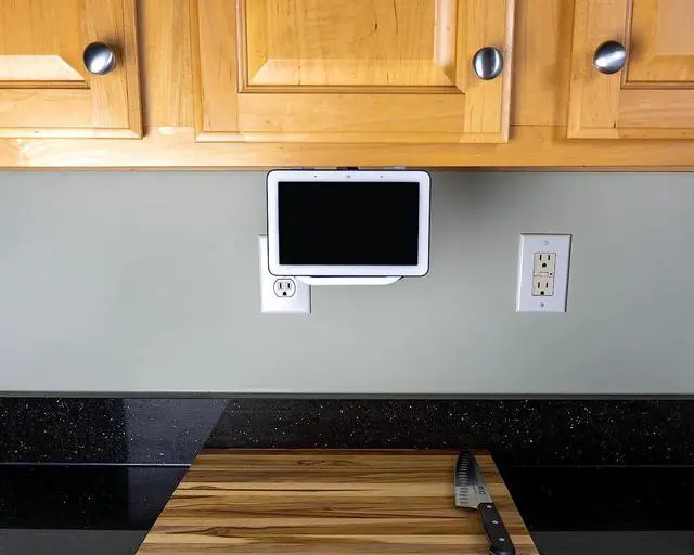 Alt view image 3 of 4 - Built3D, Google Nest Hub Home Kitchen Under Cabinet Mount Bracket | All Hardware Included (White)