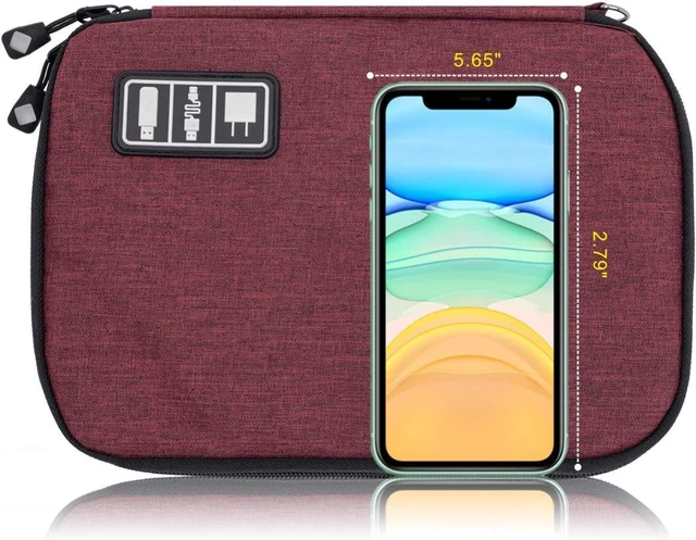 Alt view image 6 of 7 - Travel Cable Organizer Bag Waterproof Portable Electronic Accessories Organizer for USB Cable Cord Phone Charger Headset Wire SD Card with 5pcs Cable Ties(Red)