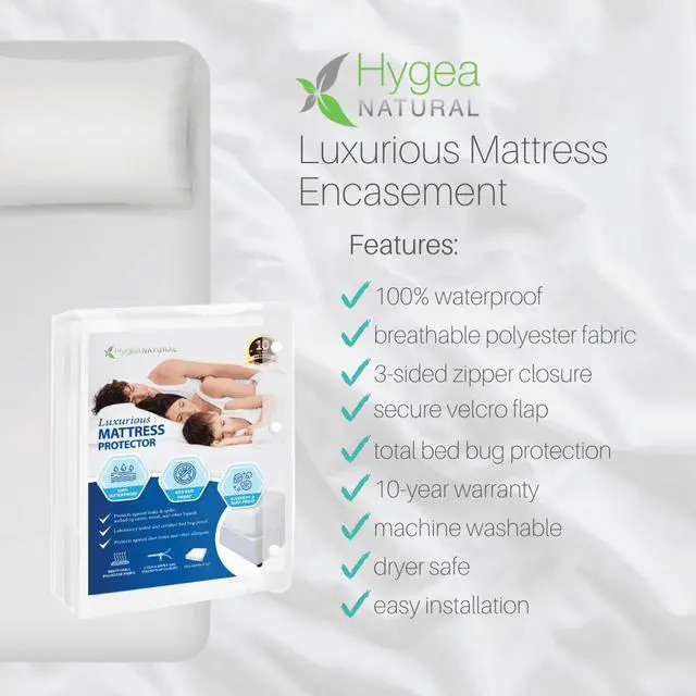 Alt view image 6 of 7 - Hygea Natural Luxurious Mattress Cover - Water Resistant, Washable, Breathable and Stretchable up to 15 in.- Zippered Mattress Cover (Twin)