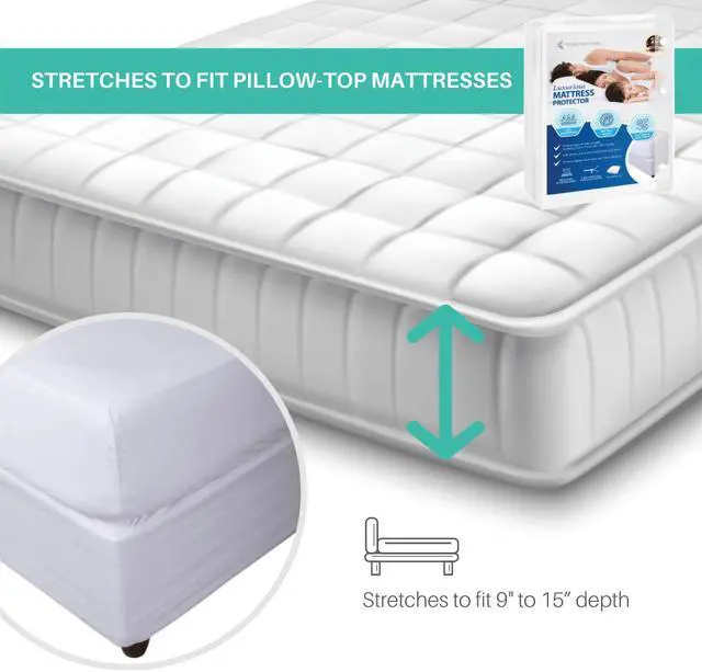 Alt view image 7 of 7 - Hygea Natural Luxurious Mattress Cover - Water Resistant, Washable, Breathable and Stretchable up to 15 in.- Zippered Mattress Cover (Twin)