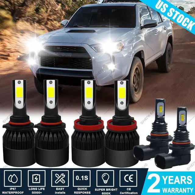 Main image of For Toyota 4Runner 2006 2007 2008 2009 LED Headlight High/Low + Fog Lights Bulbs