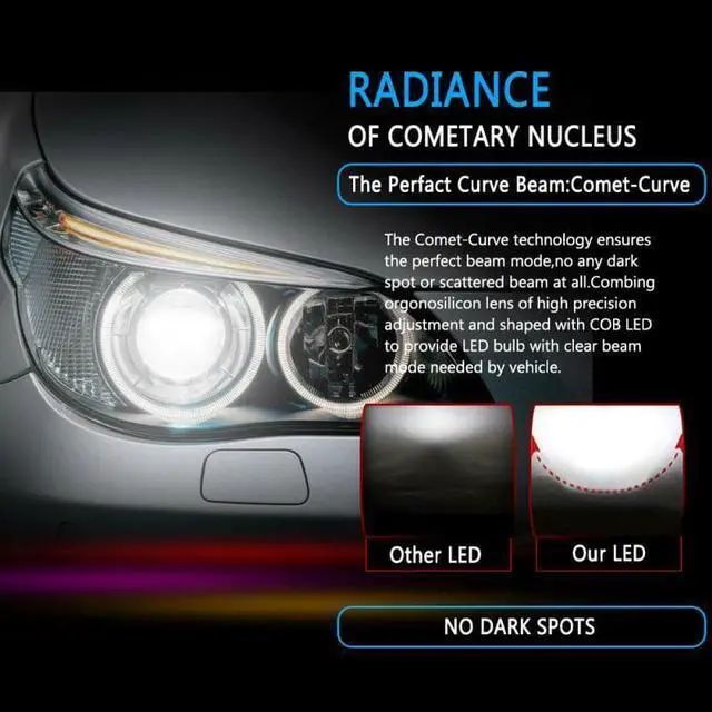 Alt view image 5 of 6 - For Toyota 4Runner 2006 2007 2008 2009 LED Headlight High/Low + Fog Lights Bulbs