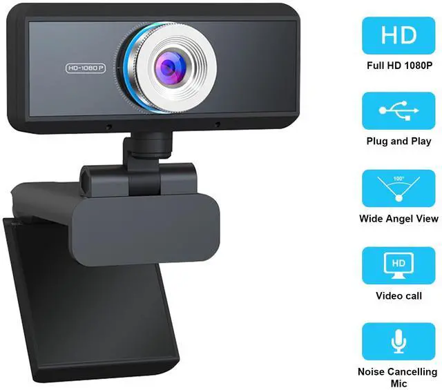 Main image of 1080P Webcam Full HD USB Webcam with Microphone Widescreen Video Calling and Recording Camera Manual Focus 1080P Webcam for Laptop Skype PC Windows 10