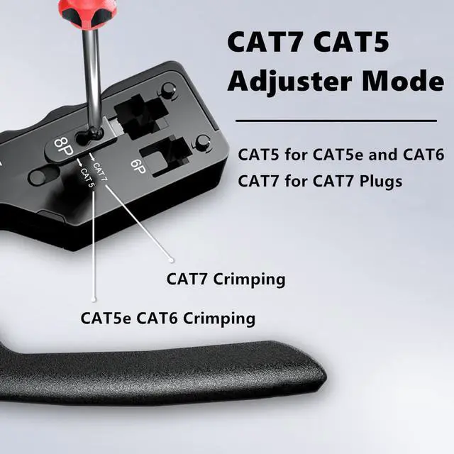 Alt view image 5 of 7 - Yankok [CAT5 CAT6 CAT7 Pass Through Crimper] for EZ-RJ45 and Standard RJ45 RJ12 RJ11 Connectors CAT6a Shielded Modular Plugs (Black Handle. Come with Carry Pouch and Mini Punch Down Tool)