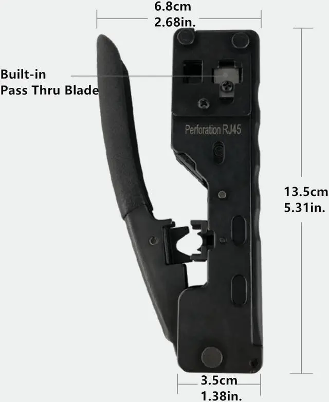 Alt view image 7 of 7 - Yankok [CAT5 CAT6 CAT7 Pass Through Crimper] for EZ-RJ45 and Standard RJ45 RJ12 RJ11 Connectors CAT6a Shielded Modular Plugs (Black Handle. Come with Carry Pouch and Mini Punch Down Tool)