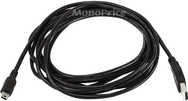 Alt view image 5 of 13 - Monoprice 10ft USB A to mini-B 5pin 28/28AWG Cable, Black