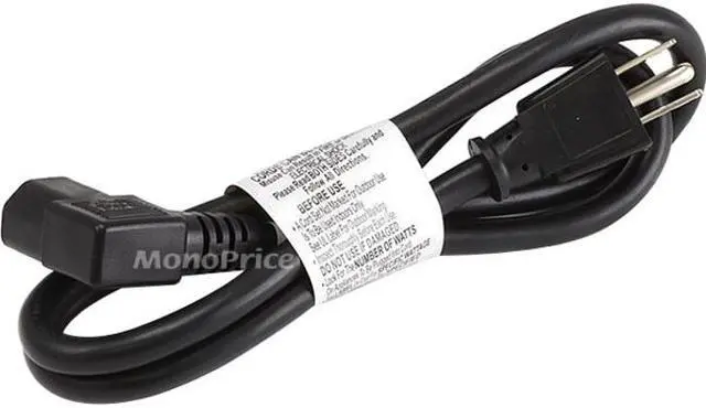 Alt view image 2 of 11 - Monoprice 3ft 16AWG Power Cord w/ 3 Conductor PC Power Connector Socket, 13A (NEMA 5-15P to Right Angle IEC-320-C13)