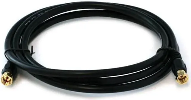 Alt view image 5 of 11 - Monoprice 6ft RG6 (18AWG) 75Ohm, Quad Shield, CL2 Coaxial Cable with F Type Connector - Black