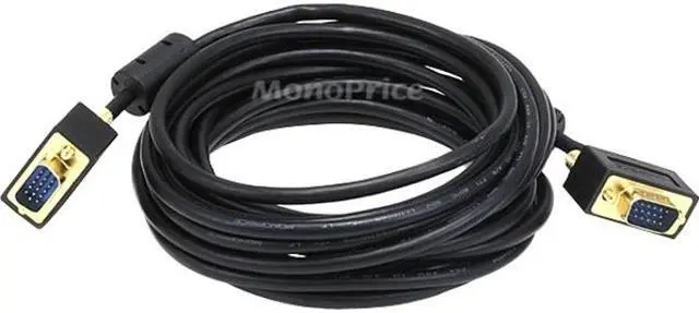 Alt view image 2 of 12 - Monoprice 15ft Ultra Slim SVGA Super VGA 30/32AWG M/M Monitor Cable with Ferrites (Gold Plated Connector)