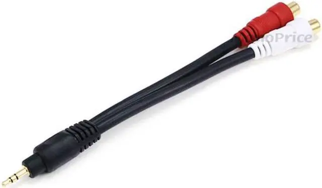 Alt view image 6 of 8 - Monoprice 105611 7-Inch Premium Stereo Male to 2RCA Female 22AWG Cable - Black