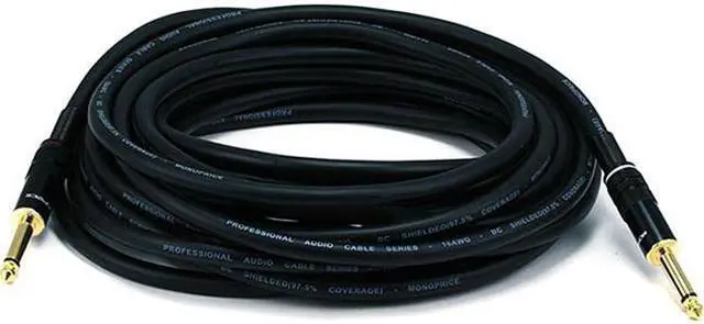 Alt view image 3 of 5 - Monoprice Audio Cable Cord - 25 Feet - Black | 1/4 Inch (TS) Male to Male -16AWG, Gold Plated - Premier Series