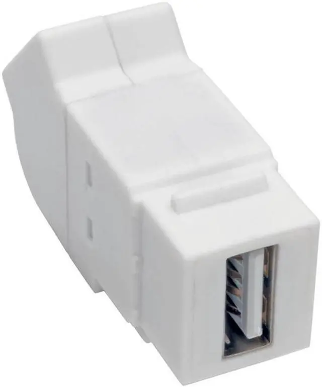 Alt view image 3 of 11 - Tripp Lite USB 2.0 All-in-One Keystone/Panel Mount Angled Coupler (F/F), White (U060-000-KPA-WH)