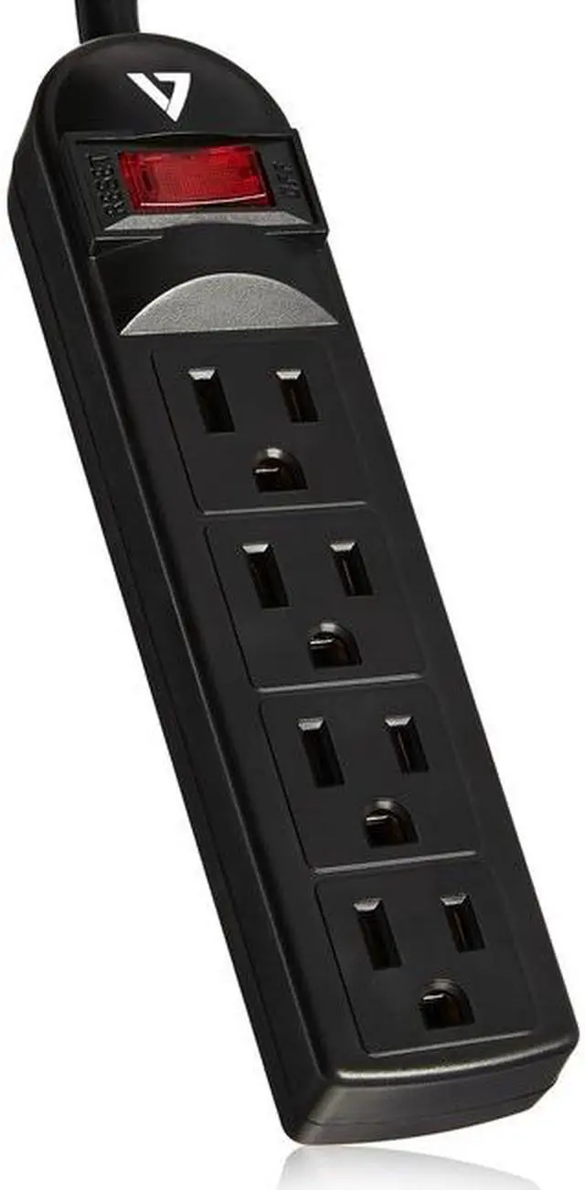 Main image of V7 4-Outlet Home/Office Surge Protector 450 Joules Black SA0414B9N6