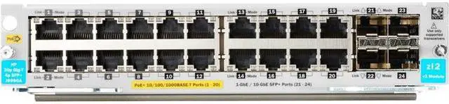 Alt view image 9 of 18 - HPE Aruba 20-port 10/100/1000BASE-T PoE+ / 4-port 1G/10GbE SFP+ MACsec v3 zl2 Module