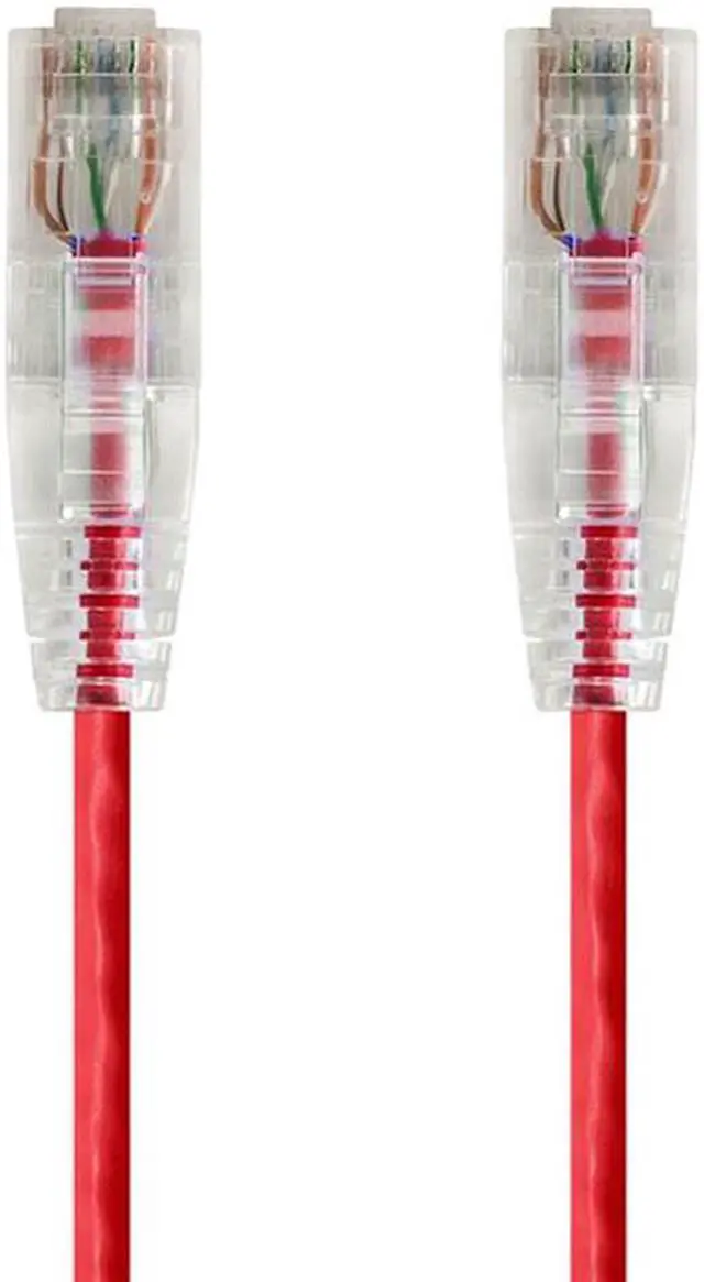 Alt view image 5 of 12 - Monoprice Cat6 Ethernet Patch Cable - 2 feet - Red | Snagless RJ45 Stranded 550MHz UTP CMR Riser Rated Pure Bare Copper Wire 28AWG - SlimRun Series