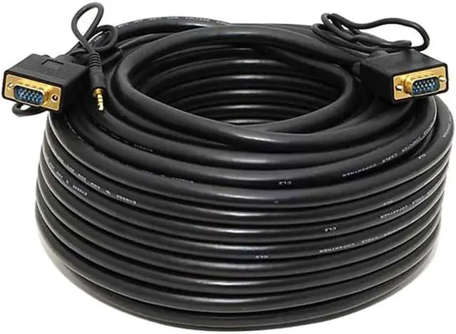 Alt view image 7 of 13 - Monoprice 100Ft Super Vga Hd15 M/M Cable W/ Stereo Audio And Triple Shielding