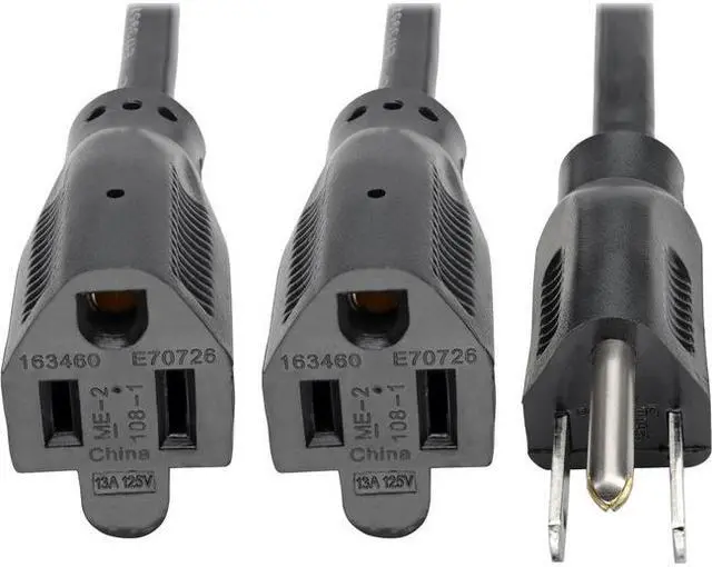 Alt view image 3 of 9 - Tripp Lite 19In Power Cord Extension Y Splitter Cable 5-15P To 5-15R 13A 16Awg 18"