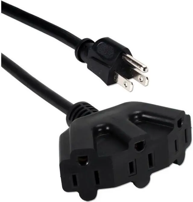 Alt view image 6 of 12 - QVS PP-ADPT3-10 10Ft Three Angle Outlet 3-Prong Power Extension Cord