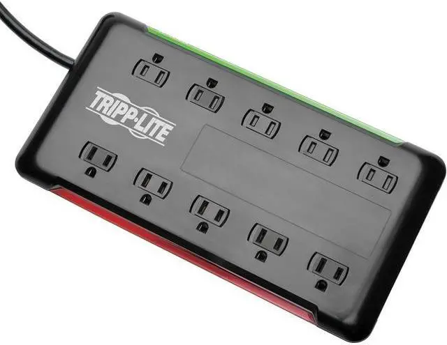 Alt view image 10 of 20 - Tripp Lite 10-Outlet Surge Protector Power Strip 6 ft. Cord 2880 Joules Black (TLP1006B)