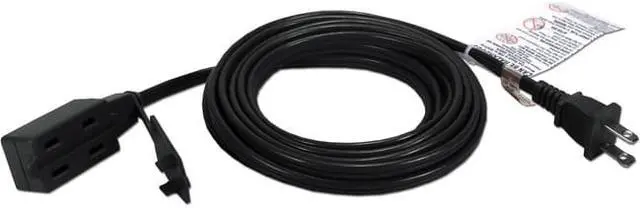 Alt view image 2 of 9 - Qvs 3-Outlet 2-Prong 15Ft Power Extension Cord - 3 X Ac Power - 15 Ft Cord - 13 A Current - 125 V Ac Voltage - 1625 W