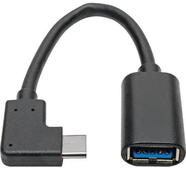 Alt view image 6 of 13 - Tripp Lite USB C to USB-A Cable Right Angle 3.1 5 Gbps USB Type C M/F 6in