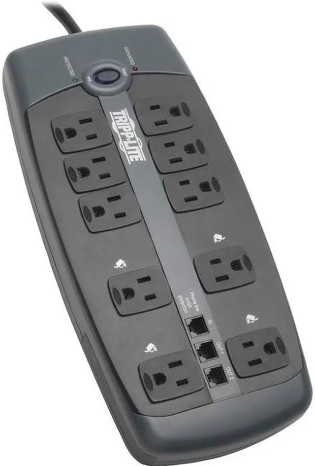 Alt view image 7 of 20 - Tripp Lite TLP1008TEL 8ft. 10 Outlets 2395 Joules Protect It! Surge Suppressor