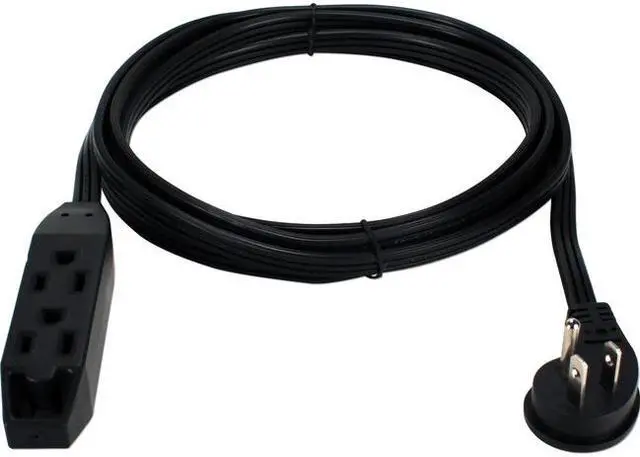 Alt view image 6 of 14 - Qvs 3-Outlet 3-Prong 10Ft Right-Angle Flat Power Extension Cord
