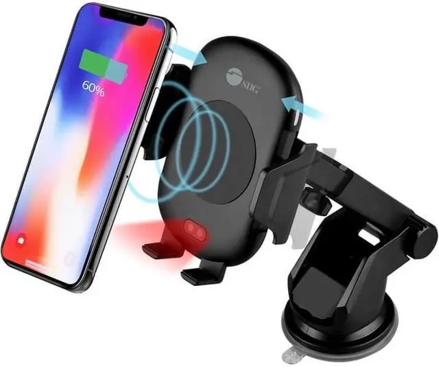Alt view image 3 of 5 - SIIG Auto-Clamping Wireless Car Charger Mount/Stand AC-PW1M11-S1