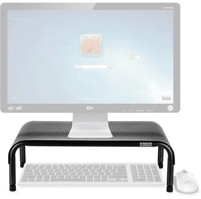 Alt view image 9 of 17 - Allsop Ergo 3 Metal Monitor Stand 10"x18"x6" Pearl/Black 31630